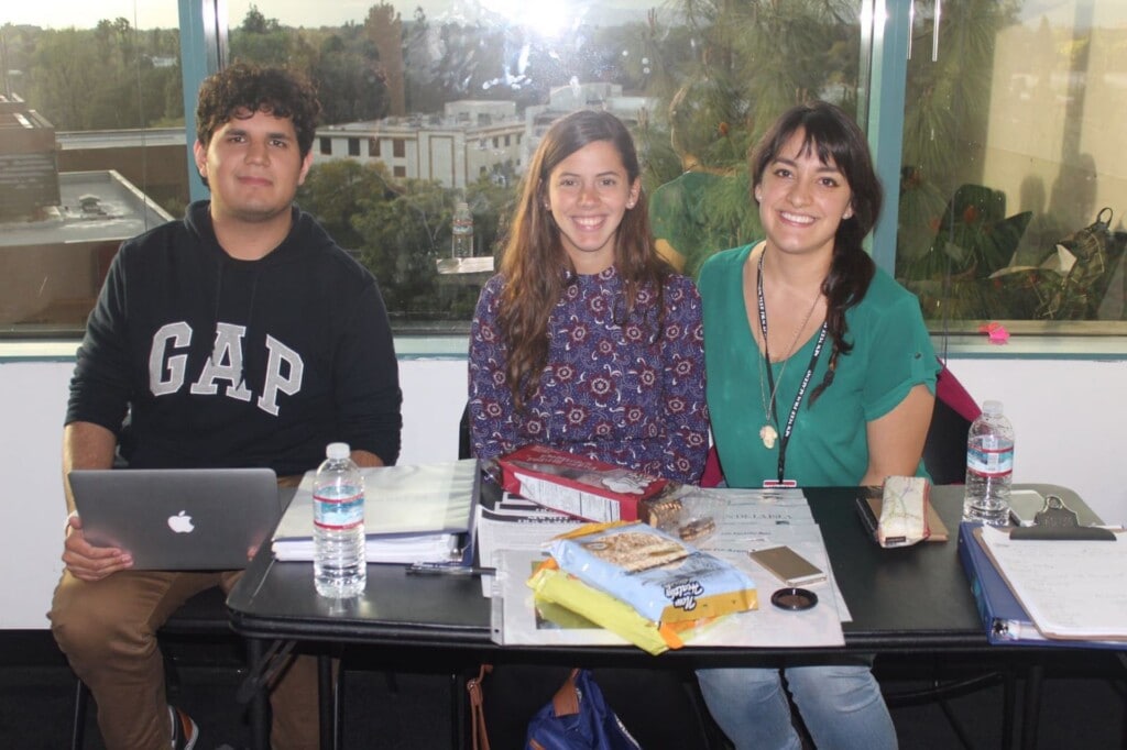 Pre-production of 'Cecilia'. From left to right, Danny Bribiesca, Isidora Alvarado and Laura Gudiño.